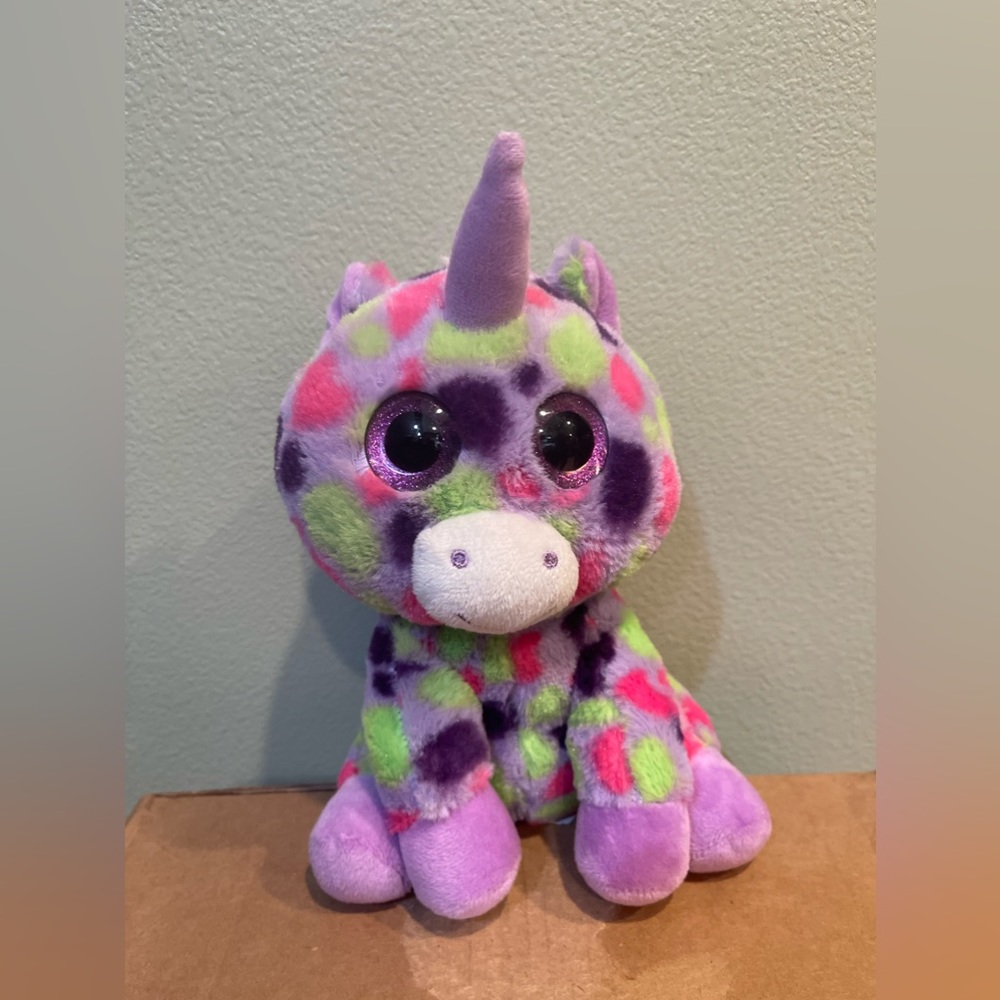 Walmart Unicorn Sparkle Big Eyes Pink Purple Green Polka Dot Plush  Animal